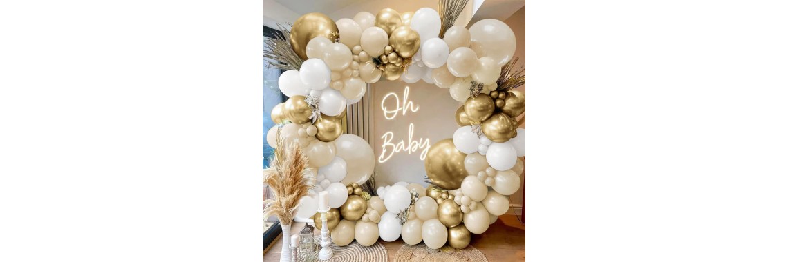 sand white gold balloons