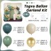 Sage Green Blue Balloon Arch Kit, Olive Green Dusty Blue Balloons Mist Green Blue Haze Fog Blue Sand White Gold Balloons for Boy Birthday Woodland Jungle Safari Baby Shower Decorations