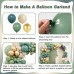 Sage Green Blue Balloon Arch Kit, Olive Green Dusty Blue Balloons Mist Green Blue Haze Fog Blue Sand White Gold Balloons for Boy Birthday Woodland Jungle Safari Baby Shower Decorations