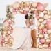 Dusty Pink Blush Balloon Arch Kit, Retro Pink Nude Matte White Metallic Gold Balloons and Gold Confetti Balloons for Boho Engagement Wedding Bridal Shower Birthday Baby Shower Decorations…