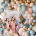 Gender Reveal Balloon Arch Kit, Dusty Pink and Blue Balloons Chrome Gold Sand White Balloons for Gender Reveal Boho Bachelorette Birthday Baby Shower Bridal Bear Theme Decorations