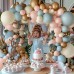 Gender Reveal Balloon Arch Kit, Dusty Pink and Blue Balloons Chrome Gold Sand White Balloons for Gender Reveal Boho Bachelorette Birthday Baby Shower Bridal Bear Theme Decorations