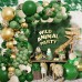 Green Gold Balloon Arch Kit, Dark Green Sage Green Sand White Metallic Gold Balloons Gold Confetti Balloons for Wild One Party Jungle Baby Shower St Patricks Day Decorations…