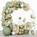 Sage Green Balloon Garland Arch Kit, Sand White Metallic Gold Matte White Confetti Latex Balloons for Baby Shower Bridal Shower Bachelor Party Wedding Birthday Party Decorations