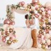 Rose Gold Balloon Garland Kit, Nude Pastel Pink Metallic Gold Matte White Balloons Gold and Rose Gold Confetti Balloons for Wedding Bridal Shower Birthday Baby Shower Decorations