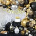 Black Gold Balloon Garland Kit, Black Metallic Silver and Gold Balloon with Black Gold Confetti Balloons for 50th Anniversary Wedding Birthday Graduation Retirement 2024 New Year Party Decorations