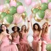 Sage Green Pink Balloons, 50pcs Olive Green Pastel Pink Sand White Metallic Gold Balloons Gold Confetti Balloons with White Ribbon for Wedding Bridal Shower Birthday Party Safari Decorations…