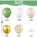 Sage Green White Gold Balloons, 50pcs Olive Green Gold Metallic Sand White Balloons with Gold Confetti Balloons for Wedding Baby Shower Bridal Shower Safari Birthday Party Decorations