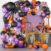 Halloween Balloons Garland Arch Kit, Black Purple Orange Balloons Spider latex balloon with eyes for Halloween Themed Party Kids Halloween Birthday Hocus Pocus Party Haunted House Decorations