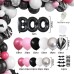 Pink Black Halloween Balloon Garland, 125pcs Matte Black Pink White Metallic Silver Rose Red Balloons for Halloween Themed Party Kids Halloween Girl Birthday Haunted House Decorations