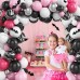 Pink Black Halloween Balloon Garland, 125pcs Matte Black Pink White Metallic Silver Rose Red Balloons for Halloween Themed Party Kids Halloween Girl Birthday Haunted House Decorations