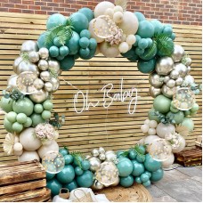 Green Gold Balloon Arch Kit, Dark Green Sage Green Sand White Metallic Gold Balloons Gold Confetti Balloons for Wild One Party Jungle Baby Shower St Patricks Day Decorations…